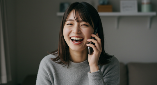 サジュナル サビン先生と電話で話す女性